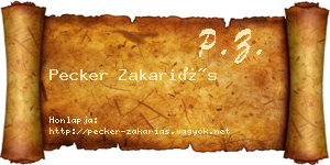 Pecker Zakariás névjegykártya